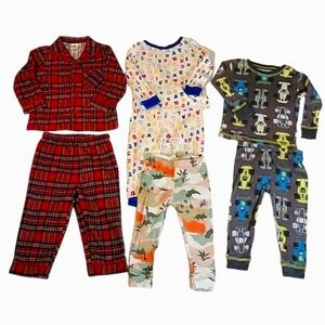 3 Pair Matching Pajama Sets & 1 Pair PJ Pants Bundle; 7 Pieces Total